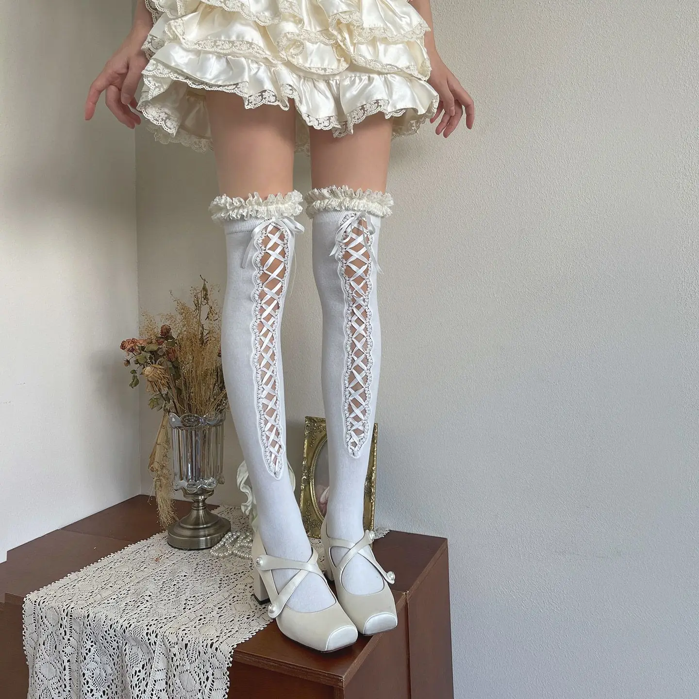 

Y2K Subculture Summer Harajuku Gothic Lolita Chic Japanese Kawaii Lace Socks Over Knee Flare Leg Warmers