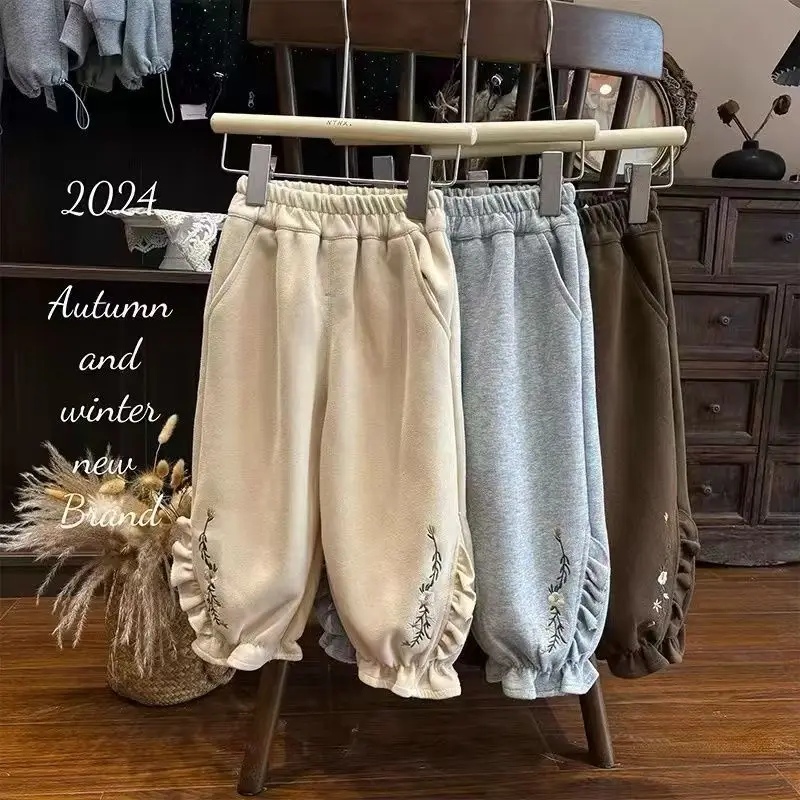 

Girls' Pants For Autumn And Winter New Children's Casual Pants Girls' Loose Embroidered Pants 80-150CM