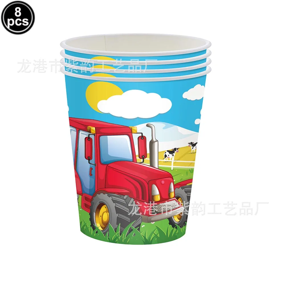  Green Tractor Birthday Party Supplies Farm Tractor Paper Plates Cup Napkins for Tractor Birthday Party Decoration Supplies