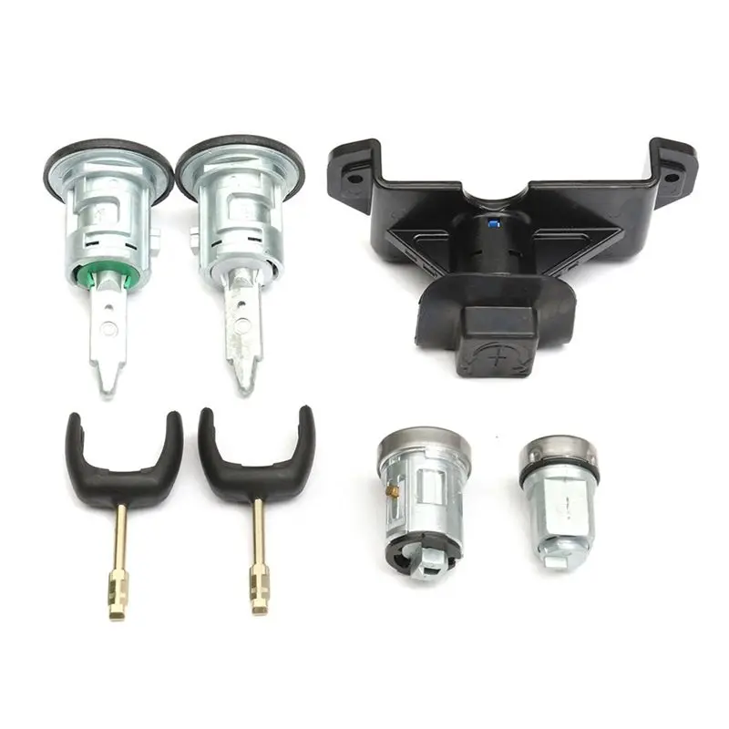 AEA7-Complete Lock Set Door Lock Ignition Lock Cylinder Set 4874508 6C1AV22050XB For Ford Transit MK7 2006-2011