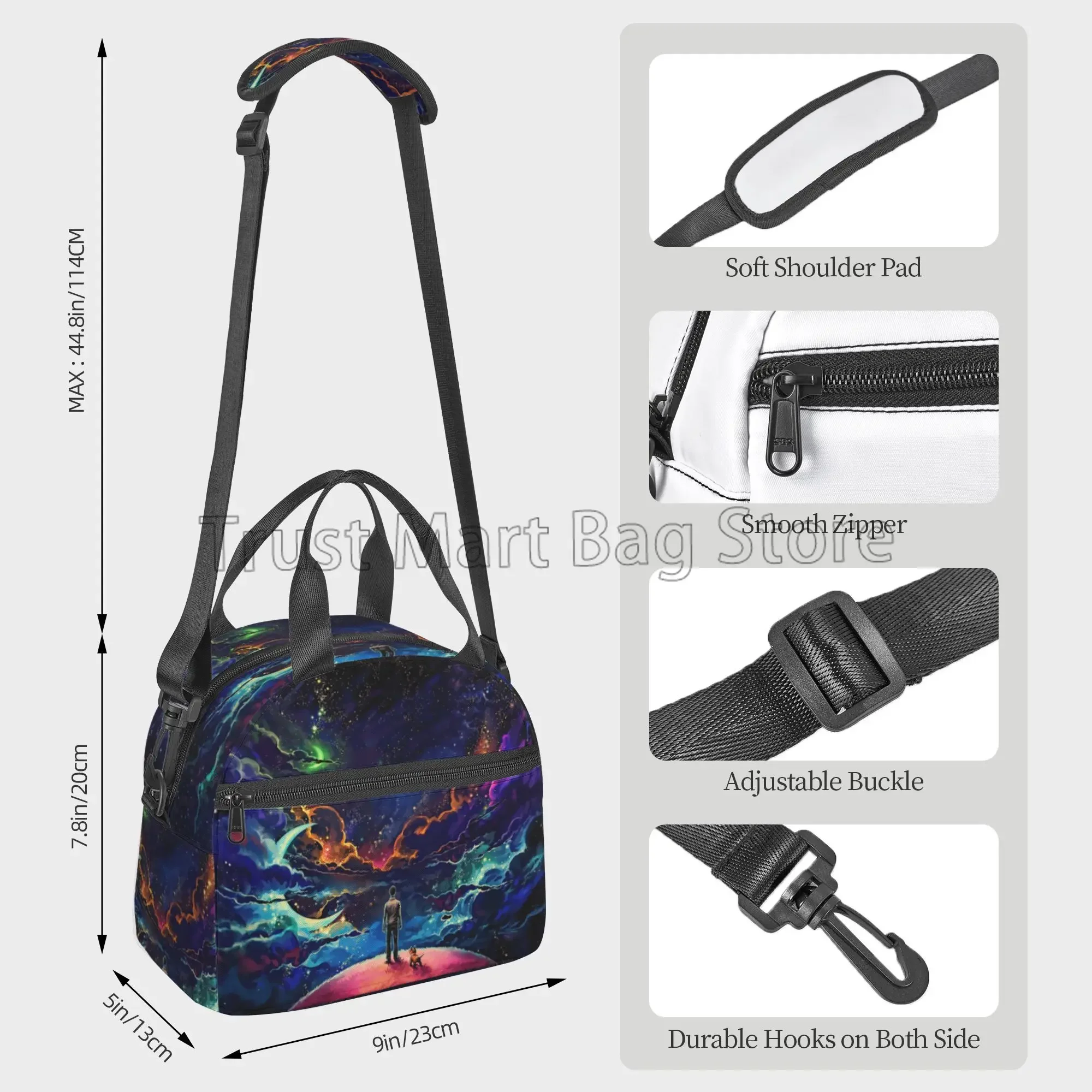 حقائب غداء فنية للخيال العلمي من Universe Fantasy Space للرجال والنساء والأولاد والبنات صندوق غداء معزول حراريًا قابل لإعادة الاستخدام مع حزام قابل للتعديل #2