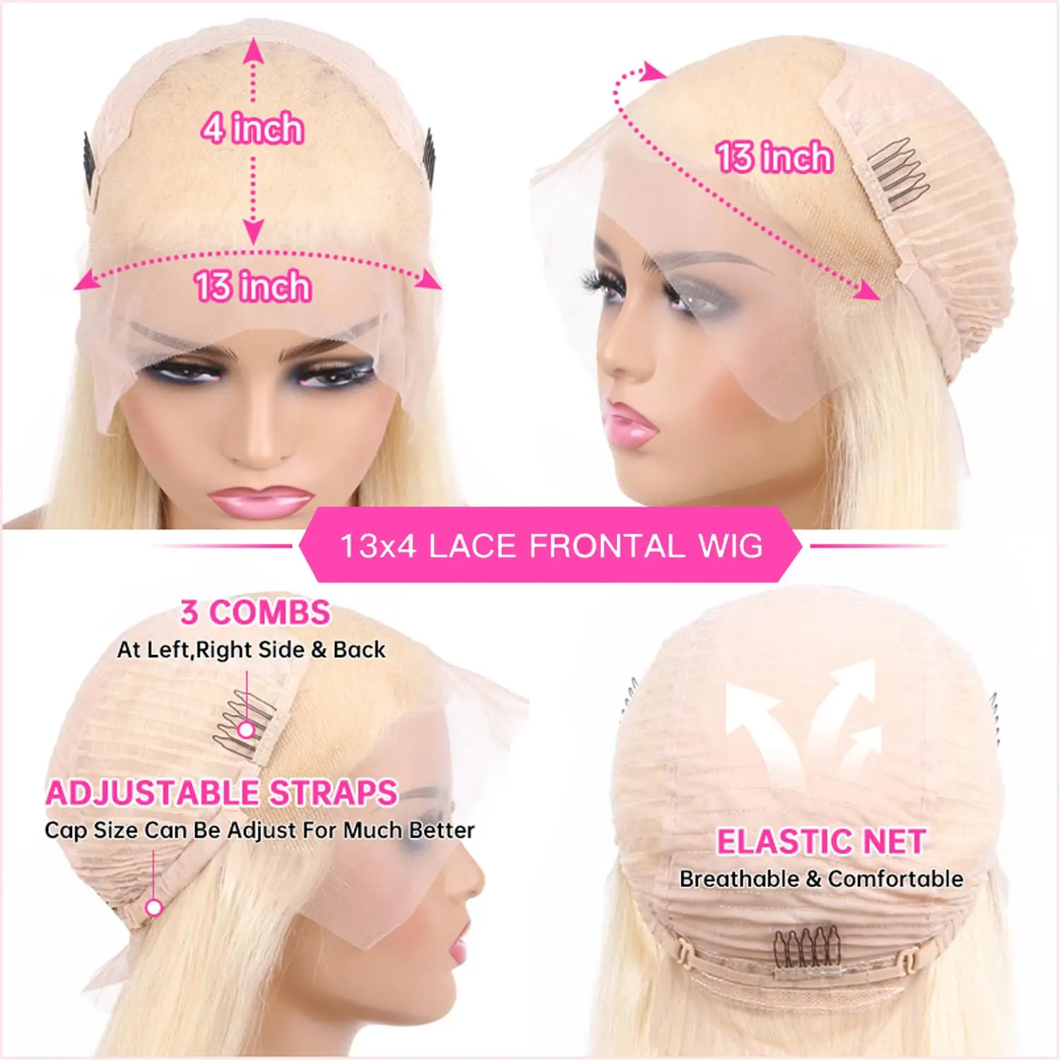 Honey Blonde Straight 13x4 Hd Transparent Lace Frontal Wig Color 613 30 32 Inch Lace Front Human Hair Wigs For Women