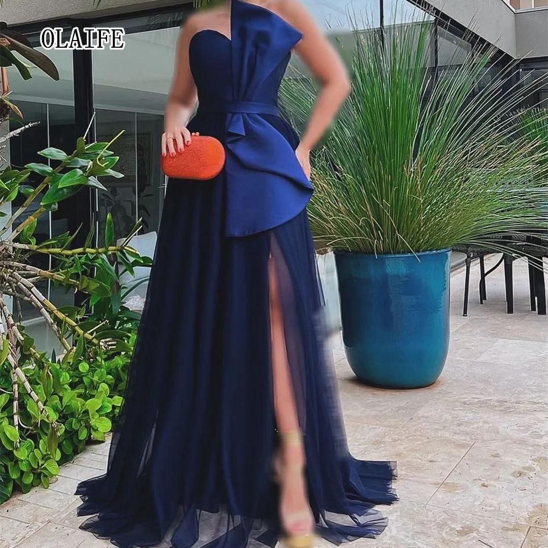 Modern Fashion A Line Prom Dresses Satin Evening Dresses Vestidos Para Eventos Especiales فساتين حفلة موسيقية vestidos de gala