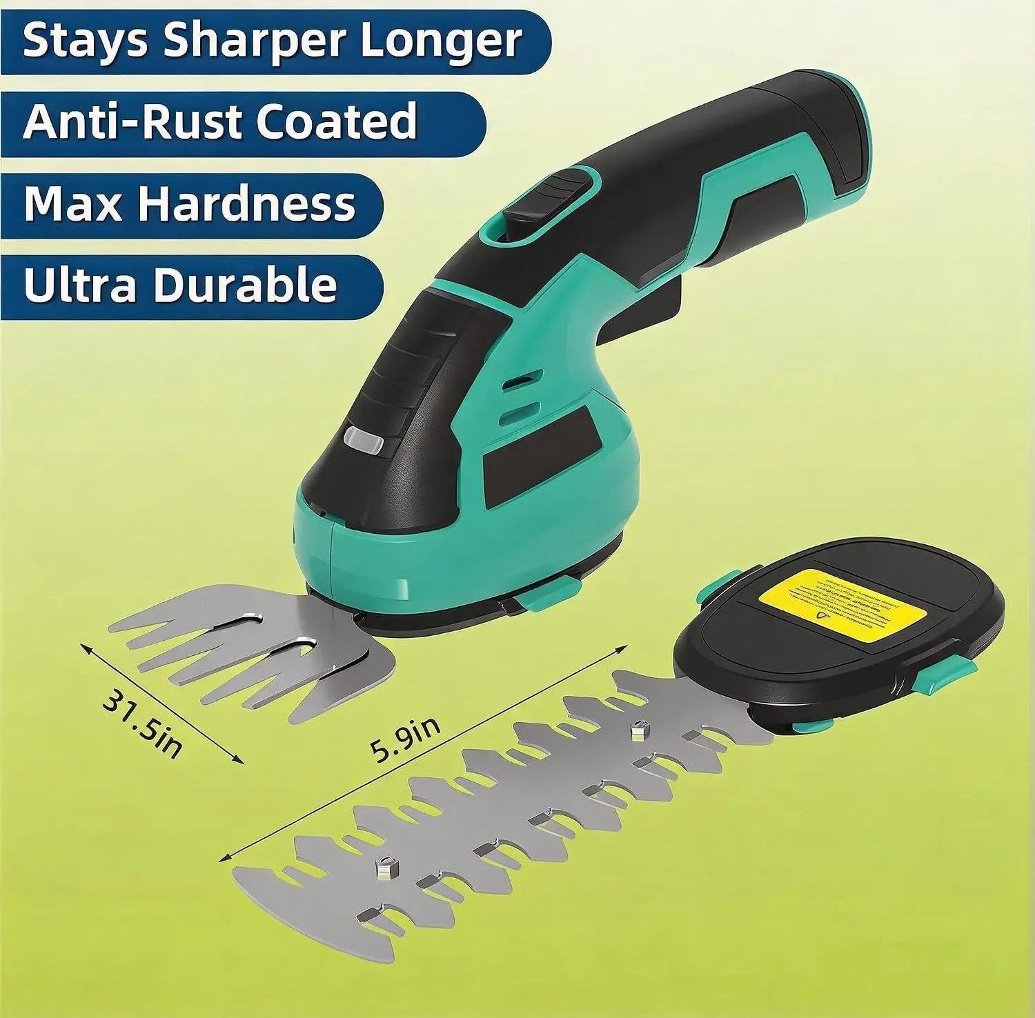 Tacleekii 7.2V 2-in-1 Cordless Grass Shear & Hedge Trimmer USB-C Cordless Grass Shear & Shrubbery Trimmer for Hedges Shrubs, Lawn Edg