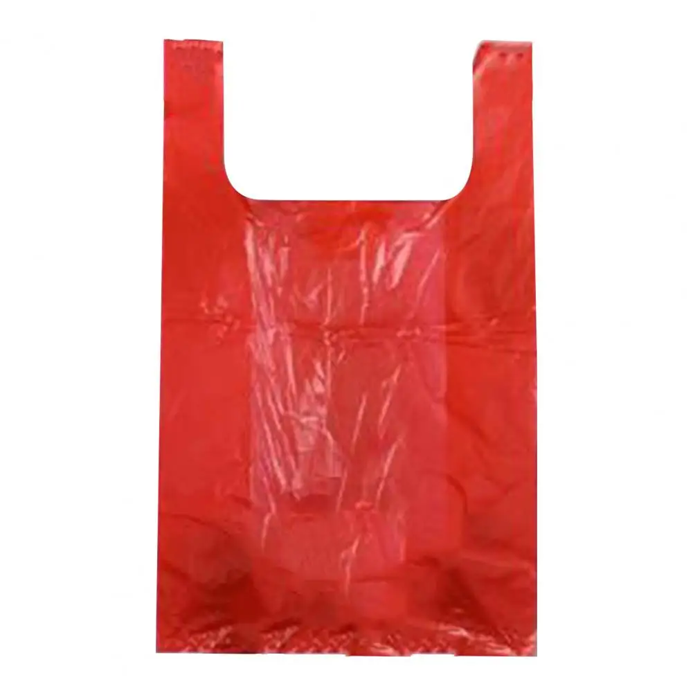 100PCS 빨간색 조끼 비닐 봉투 주방 거실 깨끗한 쓰레기 보관 가방 테이크 아웃 쇼핑 포장 쓰레기 핸들 가방