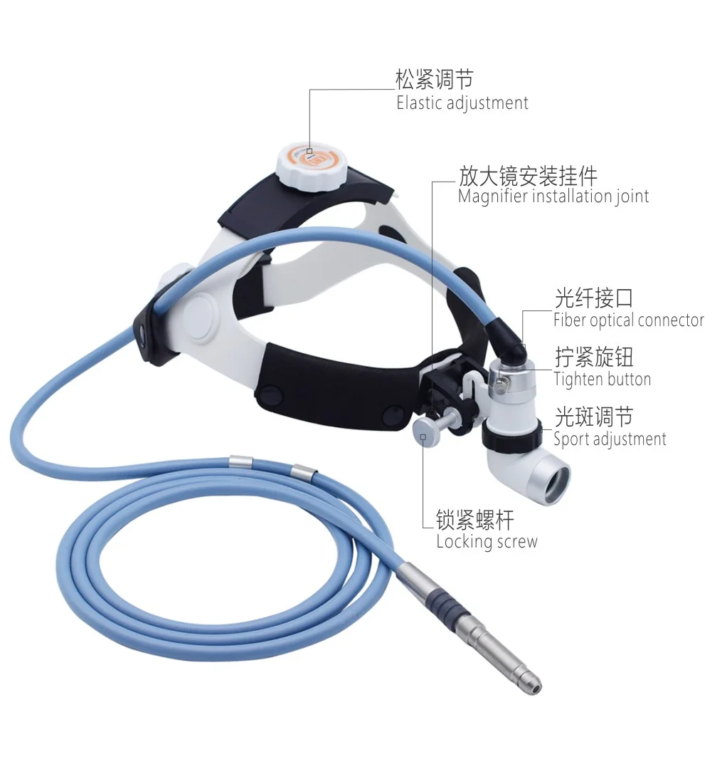 Cold Head Light Source 4mm 2meter Optic Fiber Surgical Dental Pet Veterinary Clinic Hospital Use Headlight