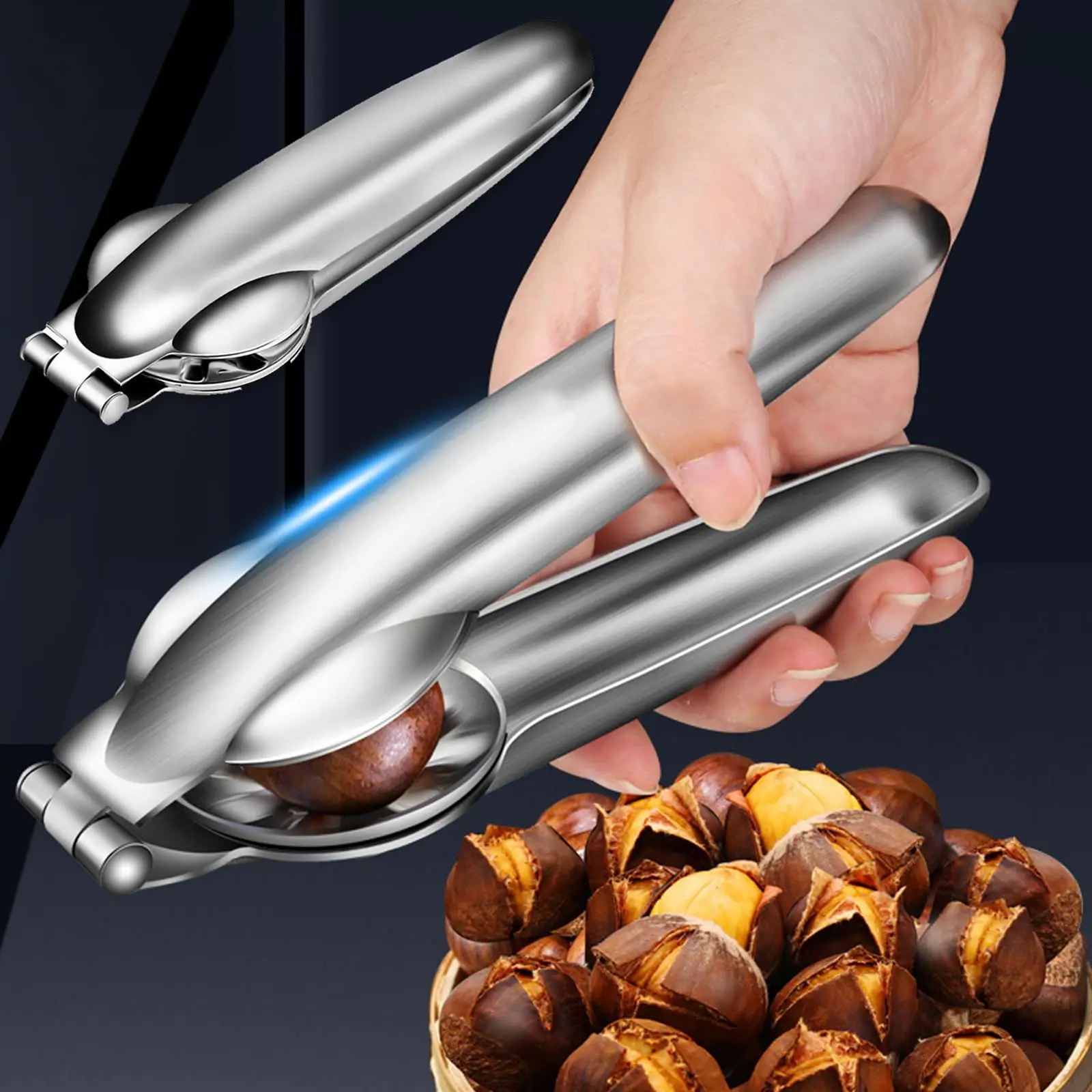 2 in1 Chestnut Machine Nut Crackers Stainless Steel Chestnut Cracker Opener Home Kitchen Metal Nuts Clip Walnut Pliers Tools