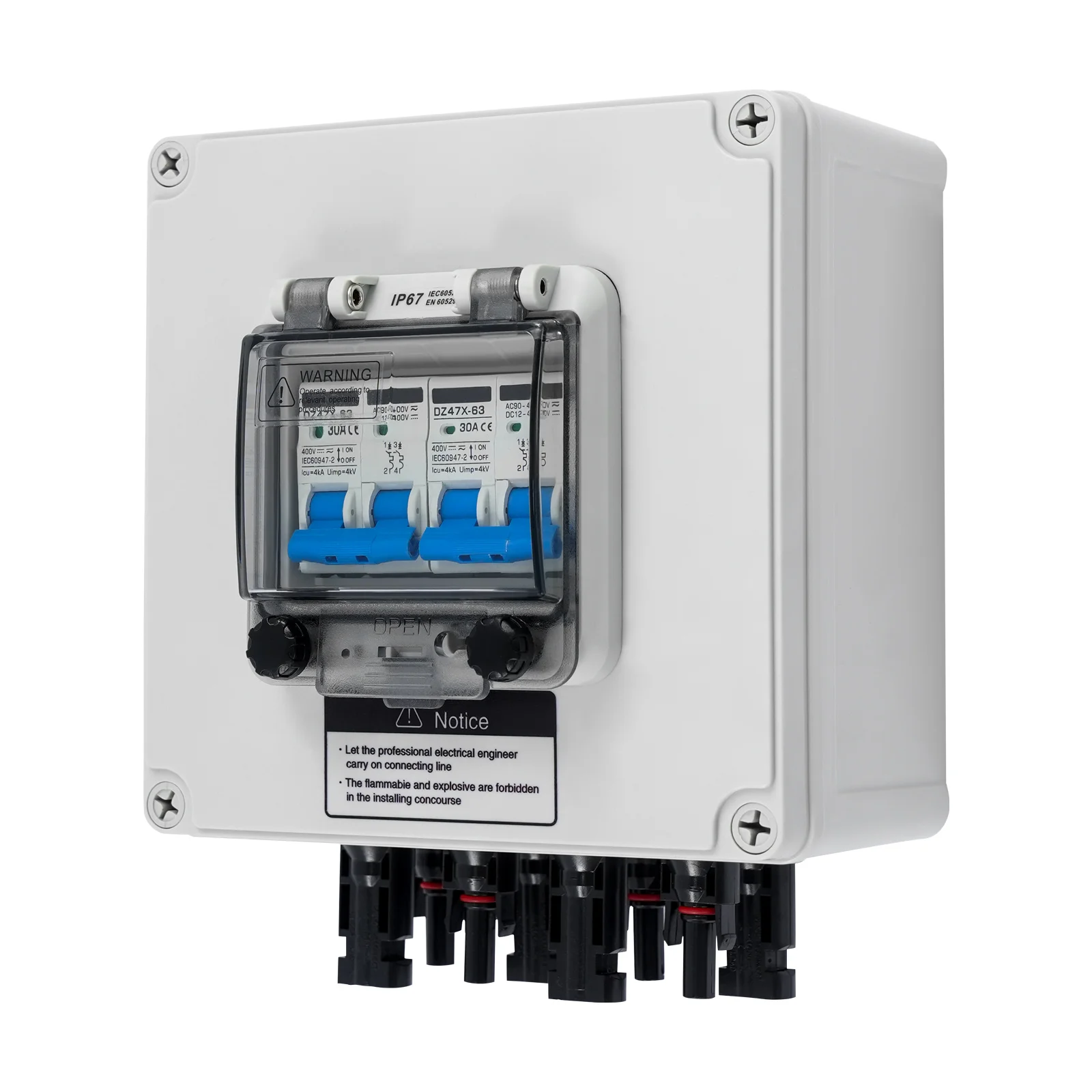 30A Photovoltaik DC Schalter 2 In 2 Out DC Isolator Schalter Box Solar Leistungsschalter PV Combiner Box 2 Strings