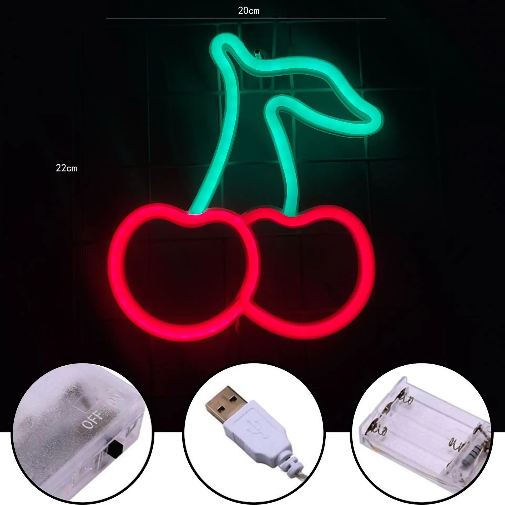 LED Neon Sign Lamp Banana Cherry Shaped Fruit Restaurant Wall Neon Light for Party Wedding Shop Birthday Home Decoration