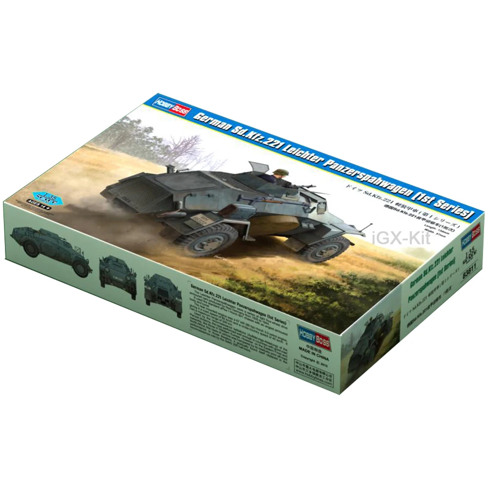 

Hobbyboss 83811 масштаб 1/35, немецкий SdKfz 221, Leichter Panzerspahwagen, бронированный скаут, игрушка для рукоделия, пластиковая модель, строительный комплект