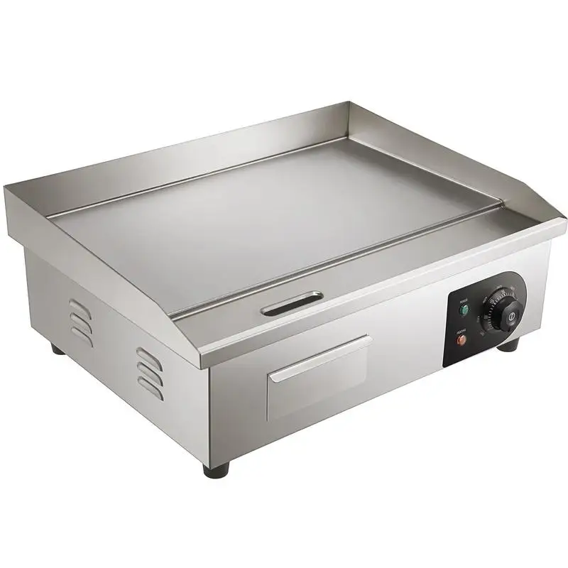 

21" Electric Griddle, 1600W Flat Top Grill, Stainless Steel Teppanyaki Grill with Iron Cooking Plate, Adjustable Temp Control