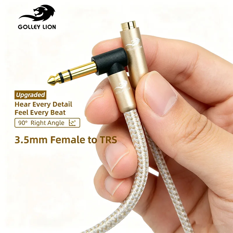 GOLLEY LION Headphone Extension Cable, 3.5mm Female to Right-Angle 6.35mm TRS Audio Cord