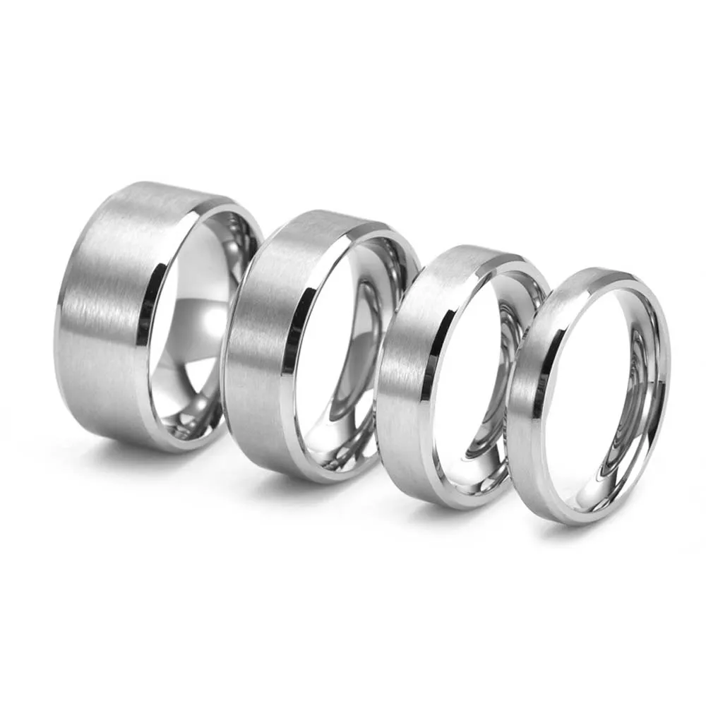 Couple's Titanium Steel Ring 2-10mm Adjustable Sizes Double Bevel Brushed Finish Minimalist Jewelry Gift Casual Unisex in Stock