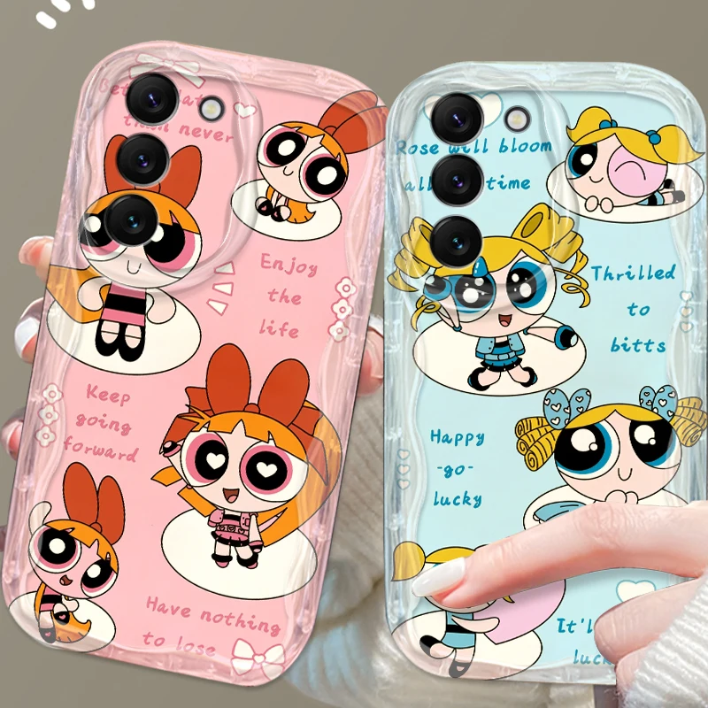 Cute P-Powerpuffs G-Girls For Samsung S24 S23 S21 S20 Ultra Plus FE A73 A72 A71 A51 A31 A05S A05 A04 5G Wave Oil Cover