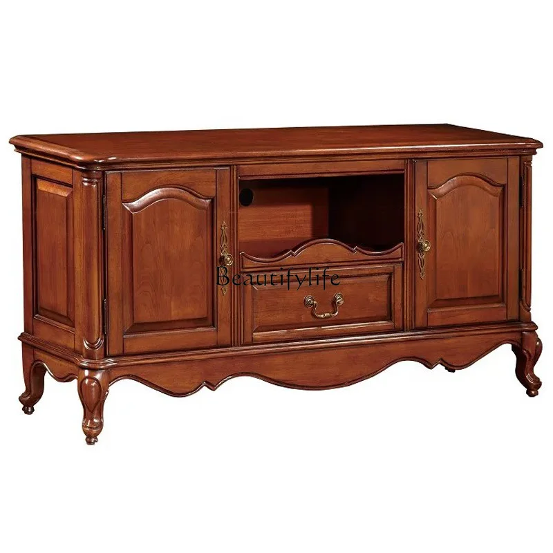 

American-Style Solid Wood TV Cabinet 1.5 M Bedroom European-Style High Cabinet