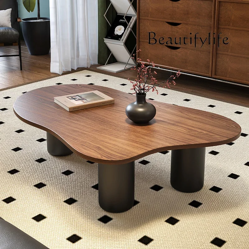 X35 French Minimalist Medieval Style Solid Wood Cloud Coffee Table Small Apartment Household Coffee Table