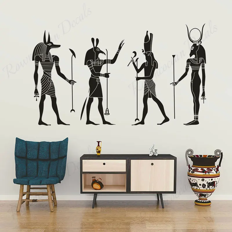 

Egyptian Cultural Decoration Ancient Egypt Gods Wall Sticker Vinyl Home Decor Living Room Anubis Ra Seth Apis Wall Decals 4607