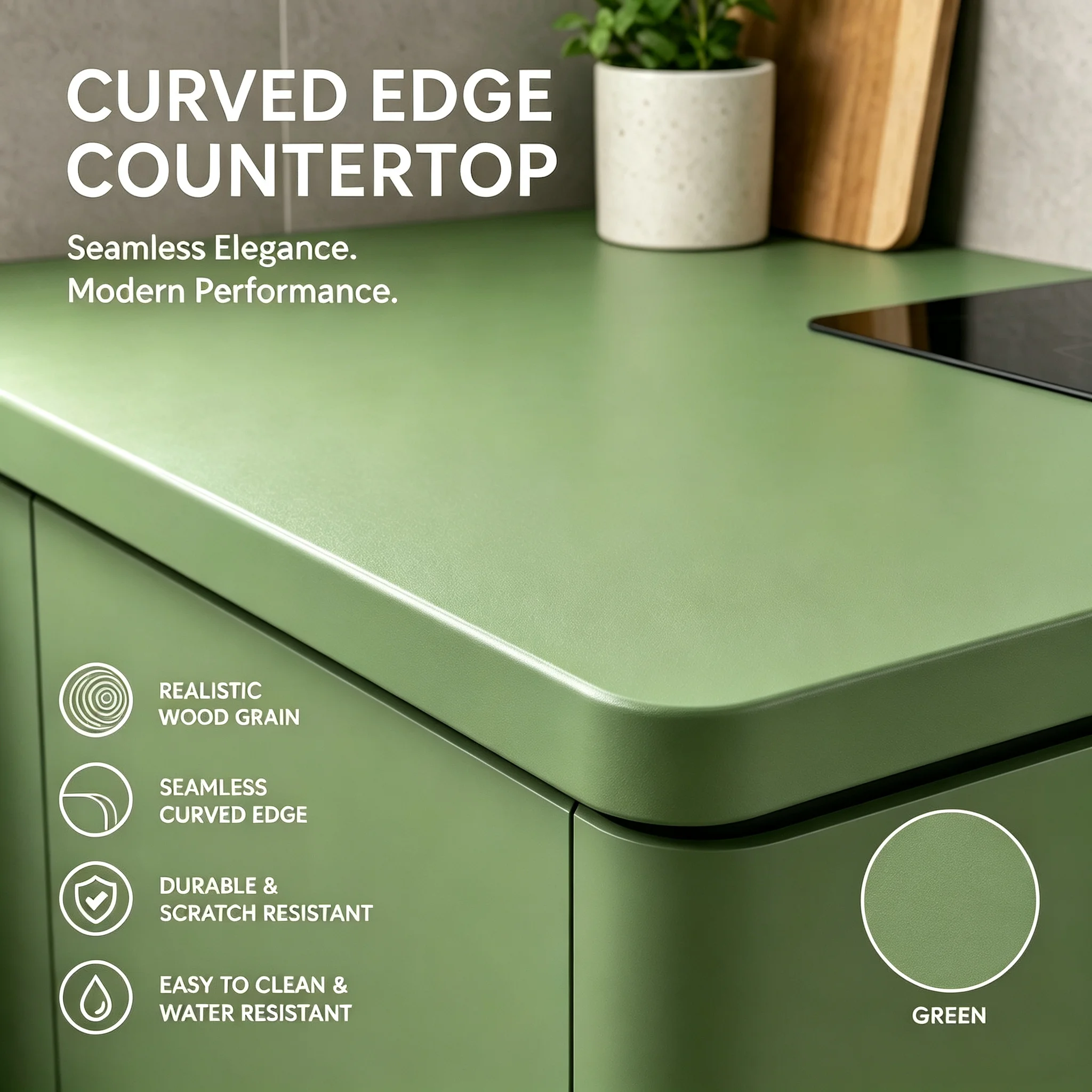 Matte Green Self Adhesive Contact Paper 55cm Wide Peel and Stick Wallpaper for Kitchen Cupboard Table Wall Furniture Renovation