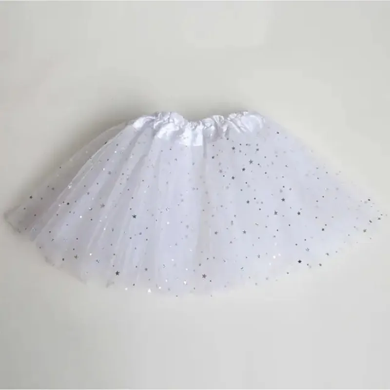 Kids Baby Star Glitter Dance Tutu Skirt For Girl Sequin 3 Layers Tulle Toddler Pettiskirt Children Chiffon 2-8T