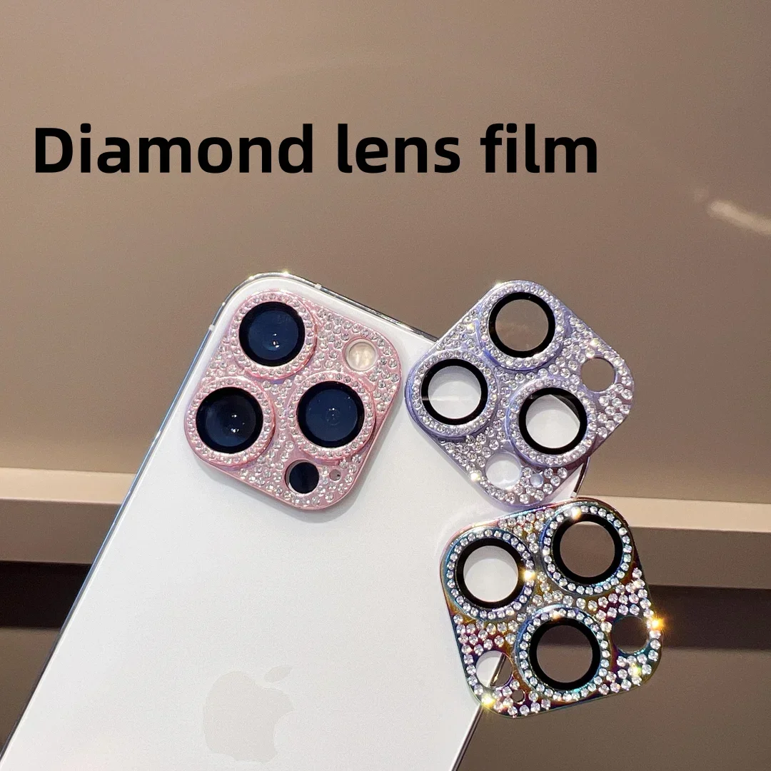 Camera Lens Film Protector For IPhone 15 16 Pro Max Glitter Rhinestones Full Cover Lens Protector For Iphone 15 16Pro Max