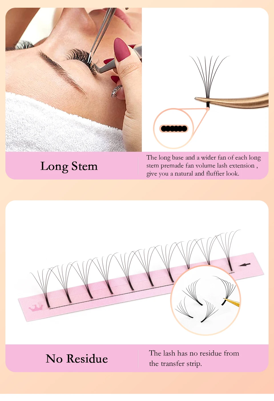 Schwarz 3d/4d/5d/6d vorgefertigte Volumen ventilatoren hand gefertigte flauschige individuelle Promaden fächer Wimpern langer Stiel russische Volumen Wimpern verlängerung – Detail 5