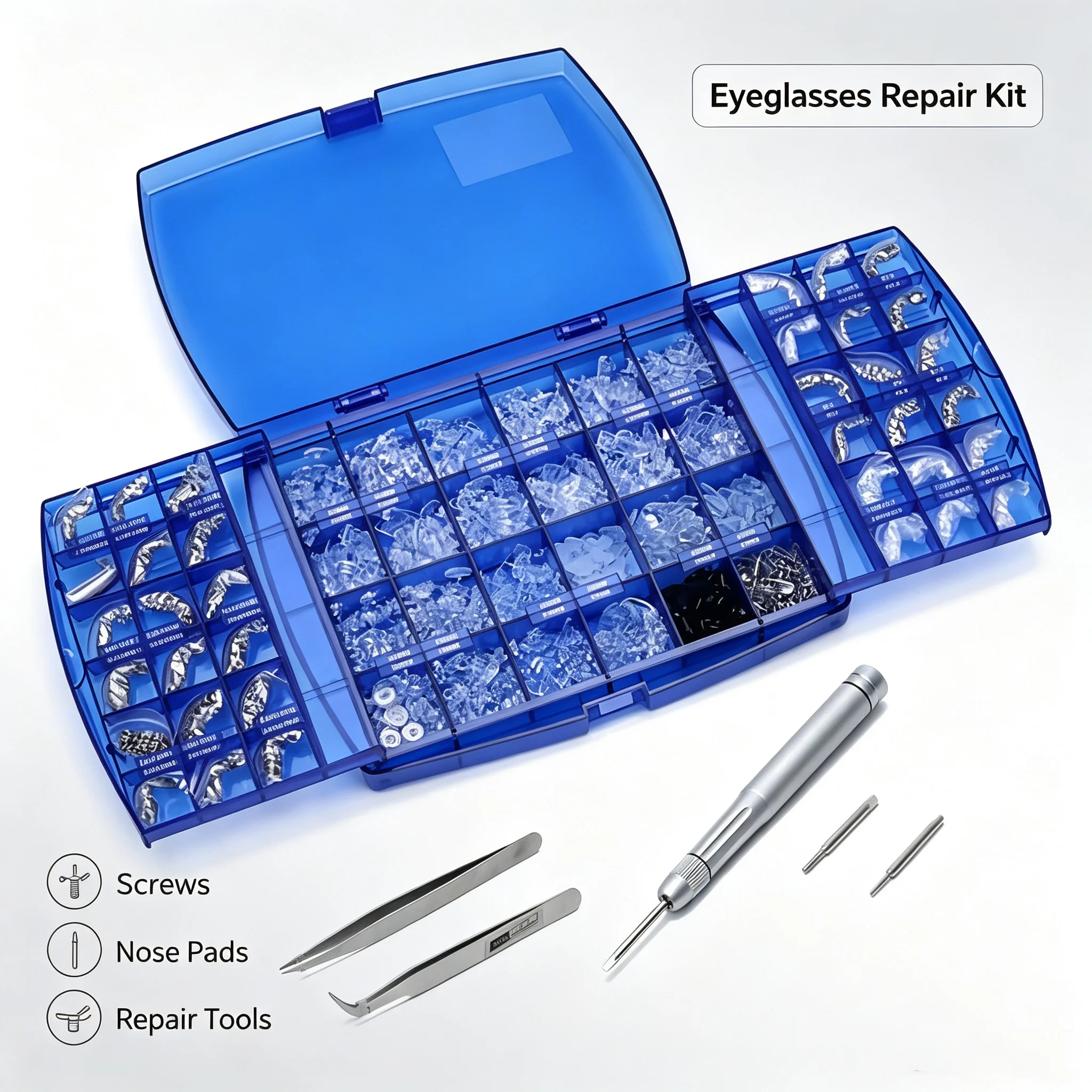 Eyeglasses Accessory Set Repair Tool Kit Optical Frames Eyewear Nose Pads Screws Nuts Washers Set Accessories for Eyeglasses