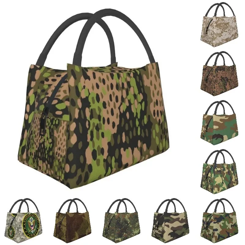 

WW2 Camo Thermal Insulated Lunch Bag Women Germany Arm Camouflage Portable Container Multifunction Meal Food Box