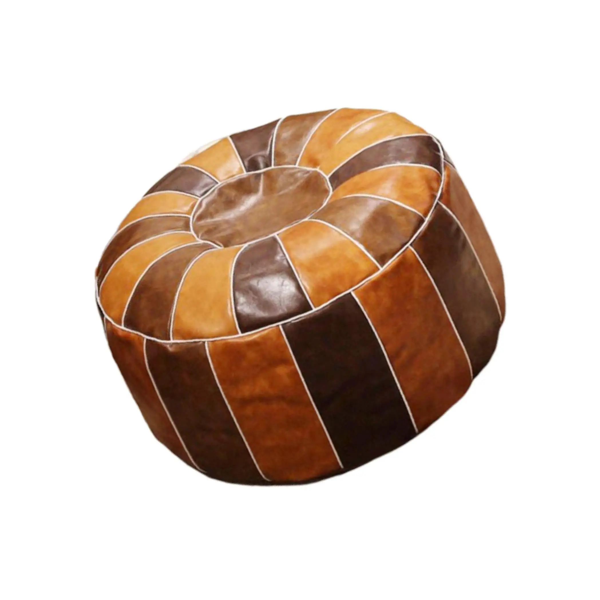 Handmade Boho Moroccan Pouf Cover Unfilled Dark Brown