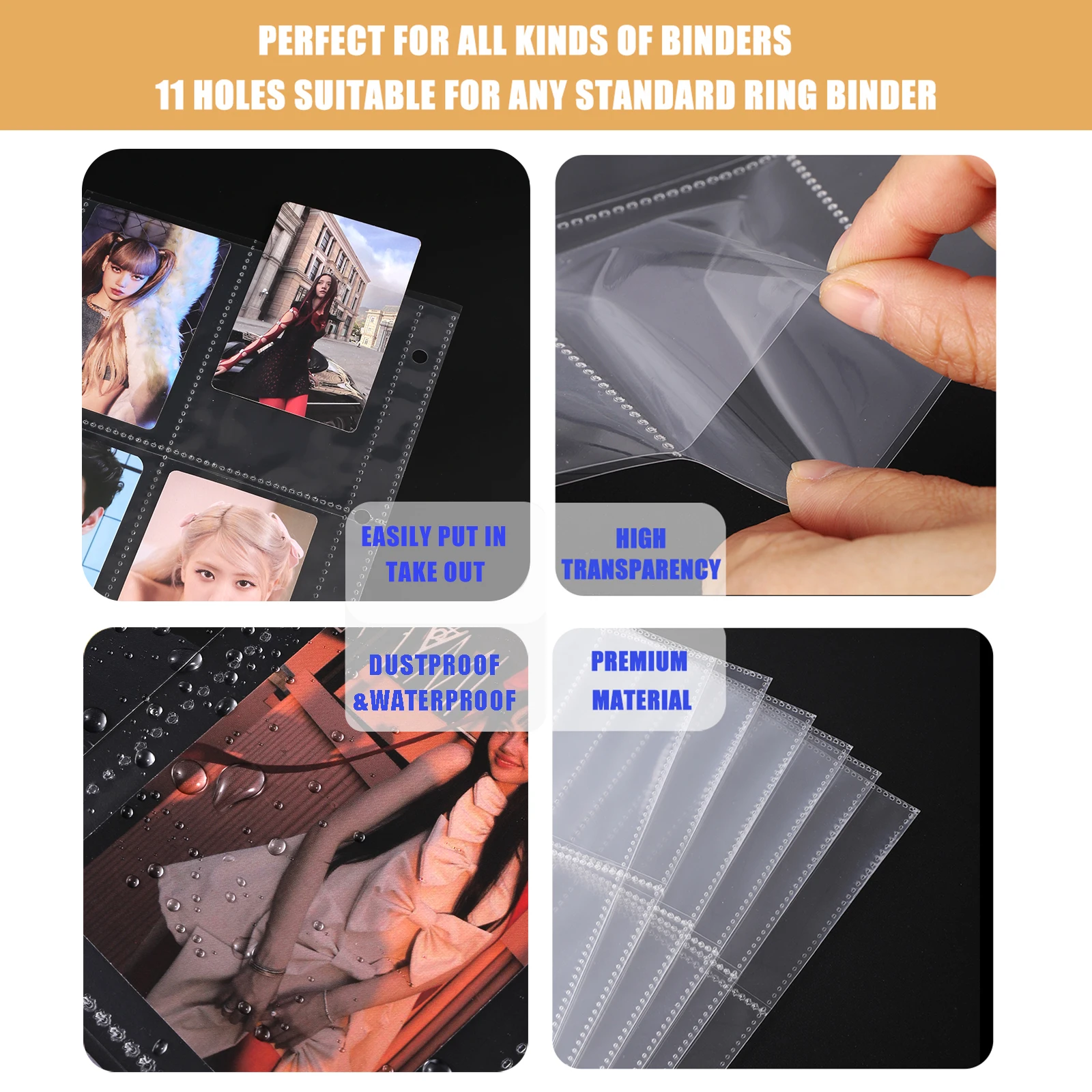 5/10/20 Sheets Double Side 4-Pocket Loose-leaf Card Sleeves Gaming Card Photograph Tarot Artist Cards Storage Protective Ferrule