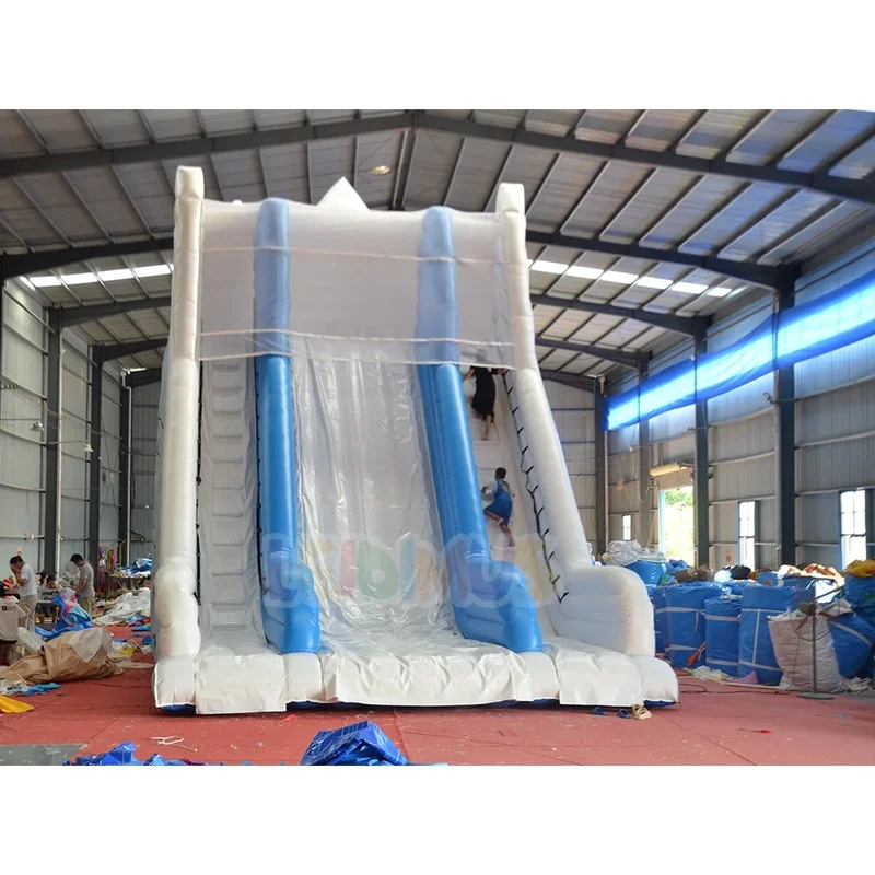 Commercial High Slide Inflatable Dry Slide White Blue Giant Steep Inflatable Slide for Kids Adults Party Rental Business