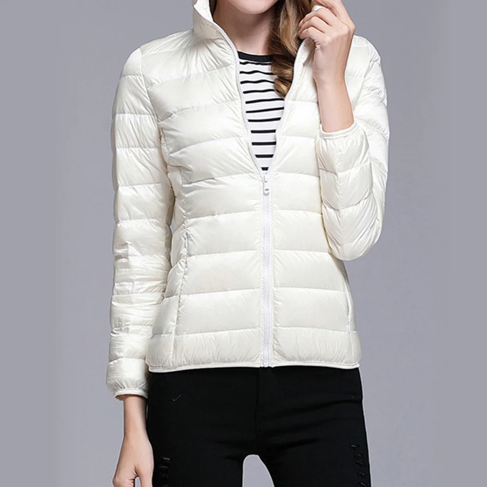 2025 여성 겨울 패션 짧은 초경량 패커블 패딩 코트 여성용 다운 따뜻한 한국 슬림 핏 다운 코트