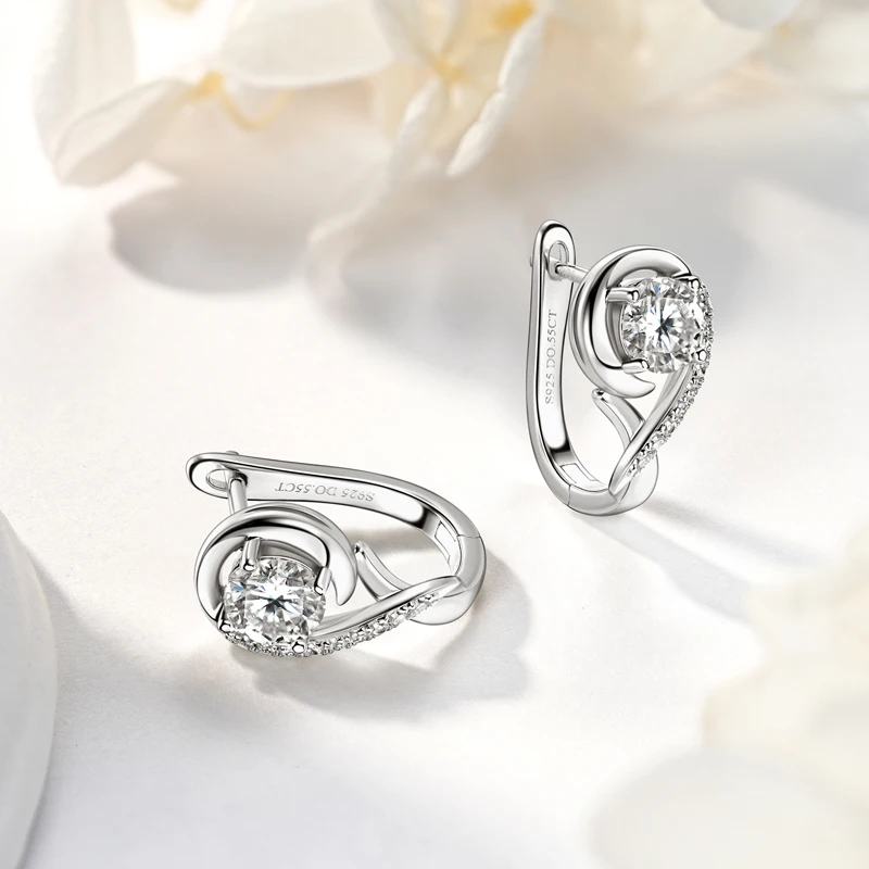 Lnngy Infinity Moissanite Diamond Earring Brinco Prata 925 Sterling Silver Hoop Earrings For Women Sparkling Fine Jewelry GIft