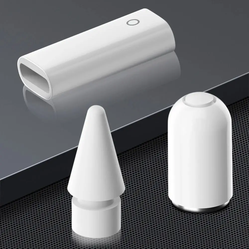 Practical Smart Chip Charging Adapter Aluminum Alloy White Magnetic Pencil Cap Stable Adsorption Stylus Replacement Accessories