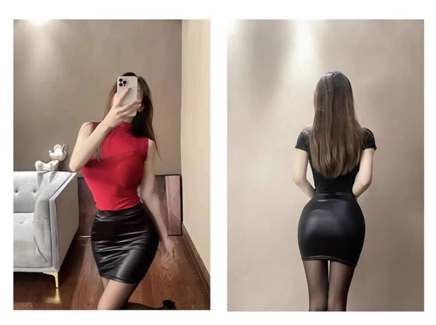 2024 Яркая кожаная юбка в обтяжку, сексуальная облегающая женская короткая юбка, Высококачественная короткая юбка, короткая юбка DQ1443