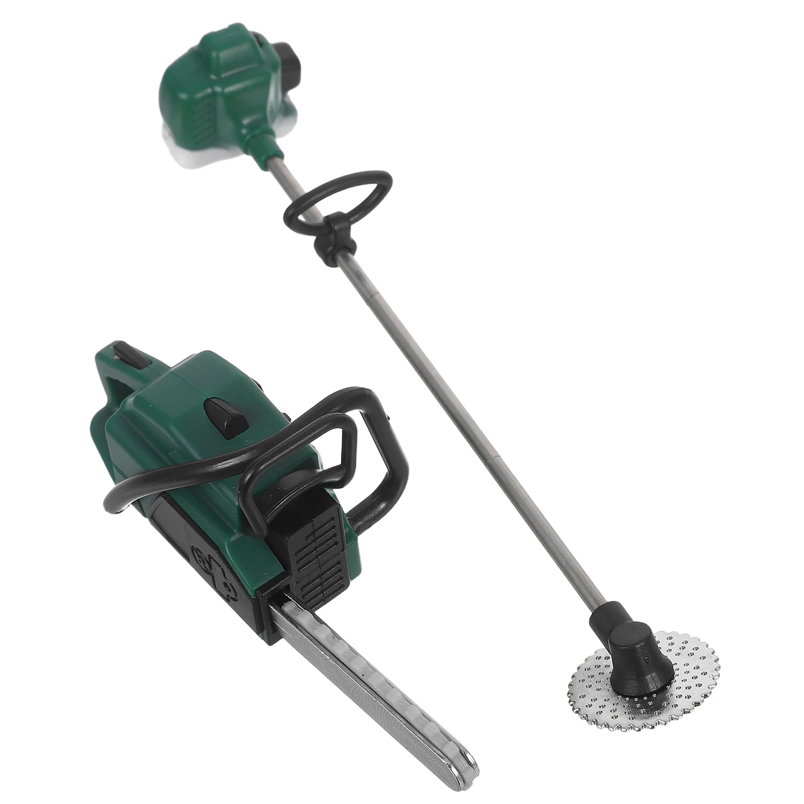 

2 Pcs Tool Outdoor Gardening Decorations Work Chainsaw Pvc Mini House Ornament Miniatures