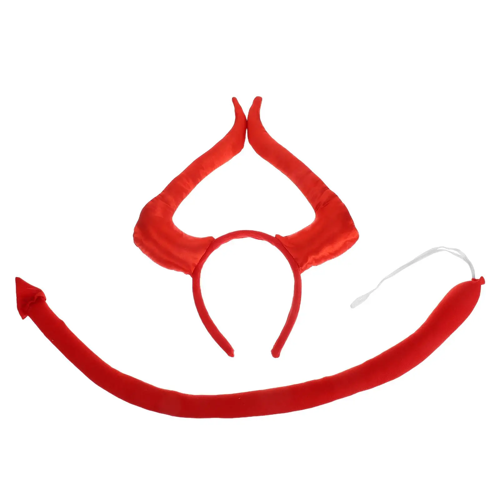 2 pçs demônio bandana cetim halloween cosplay traje acessórios feminino halloween chifre de vaca hairband orelhas conjunto festa