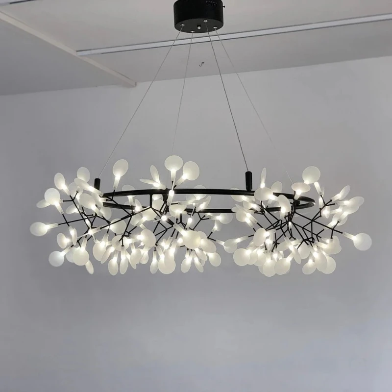 

Nordic Black Round Firefly Chandelier Ceiling Light for Living Room Modern Gold Pendant Light Indoor Lighting Fixture Home Decor