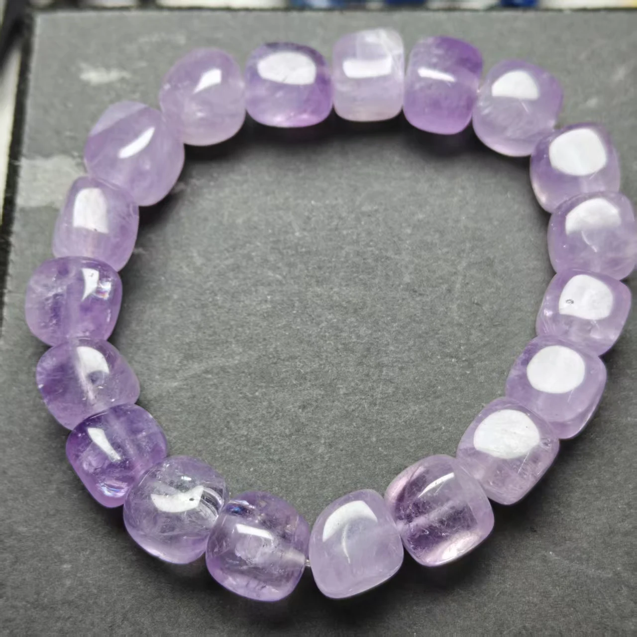 Xingyu Natürlicher A+ Lavendel-Amethyst-Mondquarz, Mysteriöser Edelstein, Unregelmäßiger Würfel, Glatte Lose Armbandperlen, Schmuckgeschenk – Detail 7