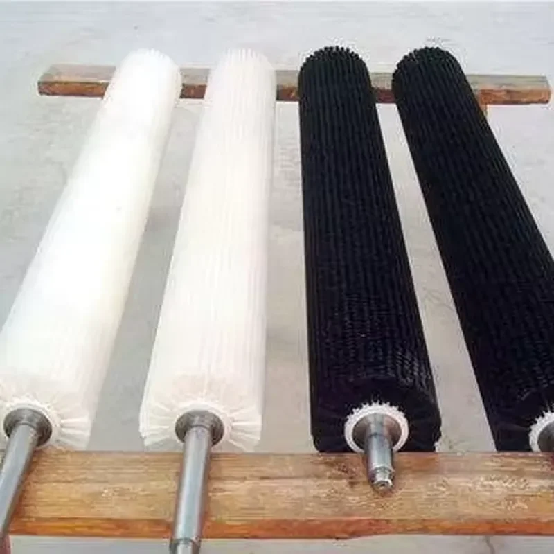 Nylon Industrial Brush Rollers Steel Shaft 0.15-0.25mm Soft Bristle Thickness 380V Glass Washing Machine