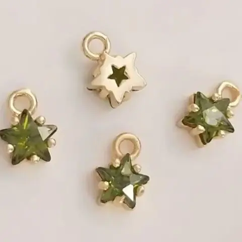 

Color five star zircon birthday stone pendant 12 constellation lucky stone 14K gold color diy jewelry pendant