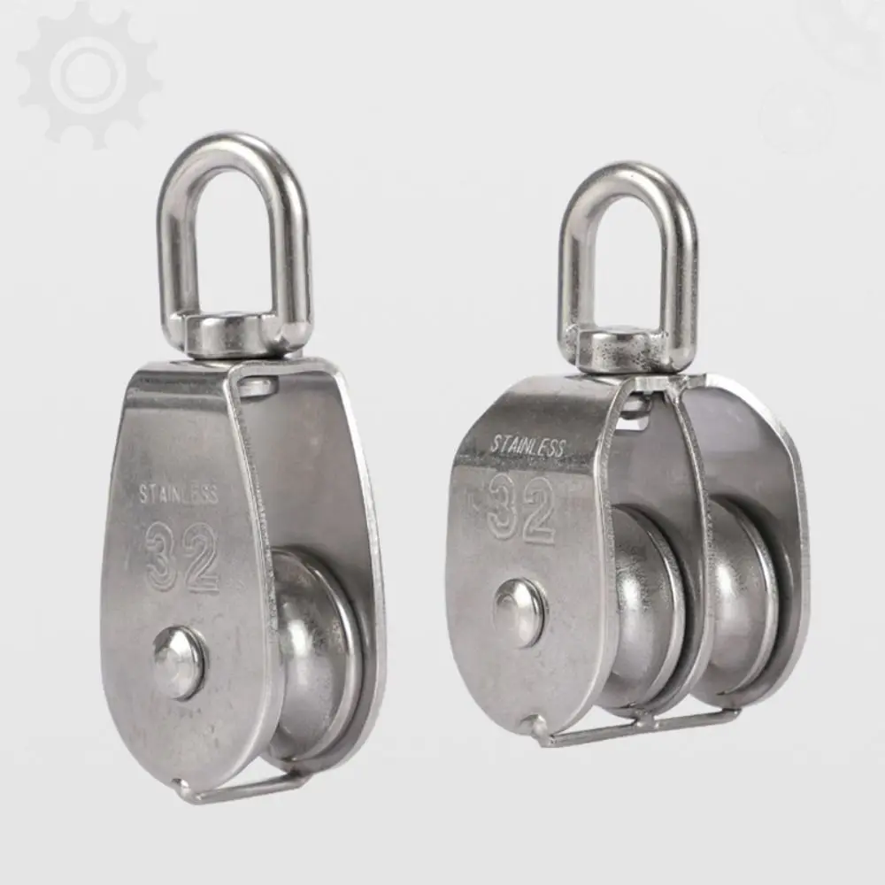 Load-Bearing M15/20/25 Fixed Pulley 304 Stainless Steel Single Groove Pulley Heavy Duty Double Traction Wheel Crane