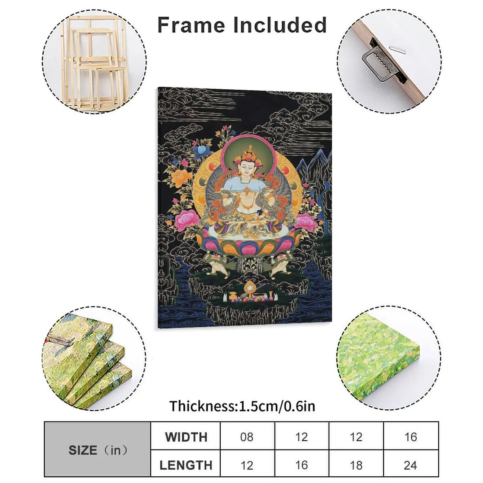 Dorje Sempa Thangka Vajrasattva Buddhist Art Canvas Painting Garage Custom Pub Poster Plaques Framed Wall Painting