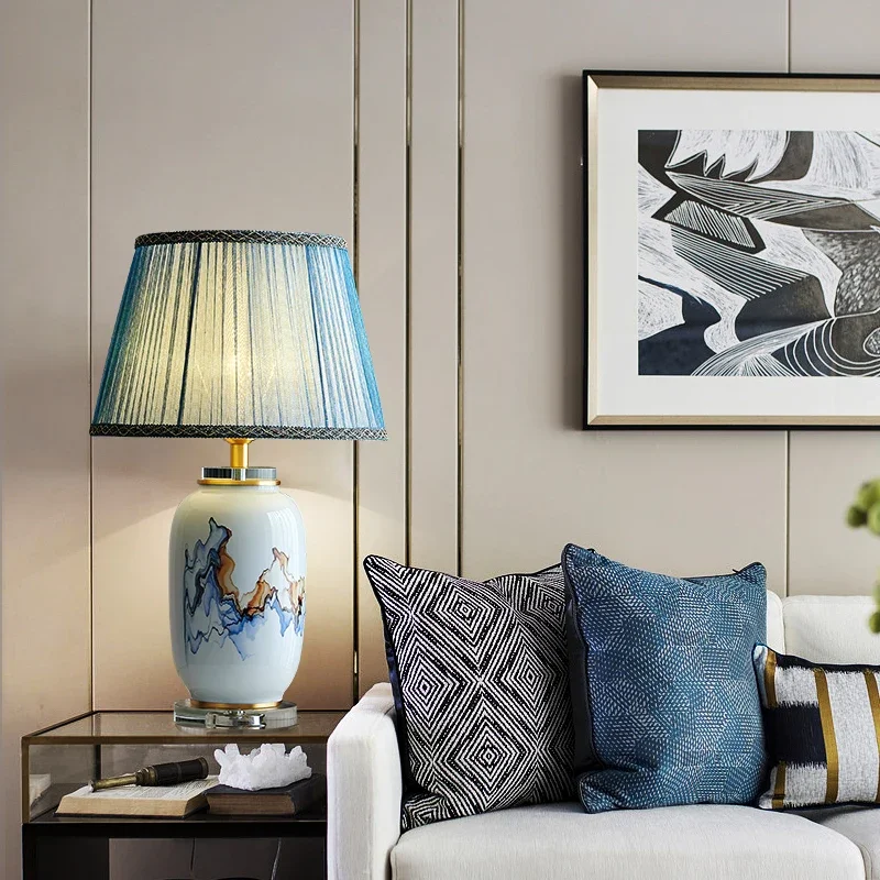 COLIN Modern Ceramics Table Lamp  Luxurious Living Room Bedroom Study LED Originality Brass Desk Light