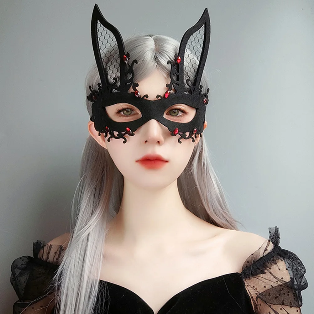 

2pcs Half Face Bunny Mask For Women Halloween Carnival Party Masquerade Festival Cosplay Decorative Rabbit Masks Reusable