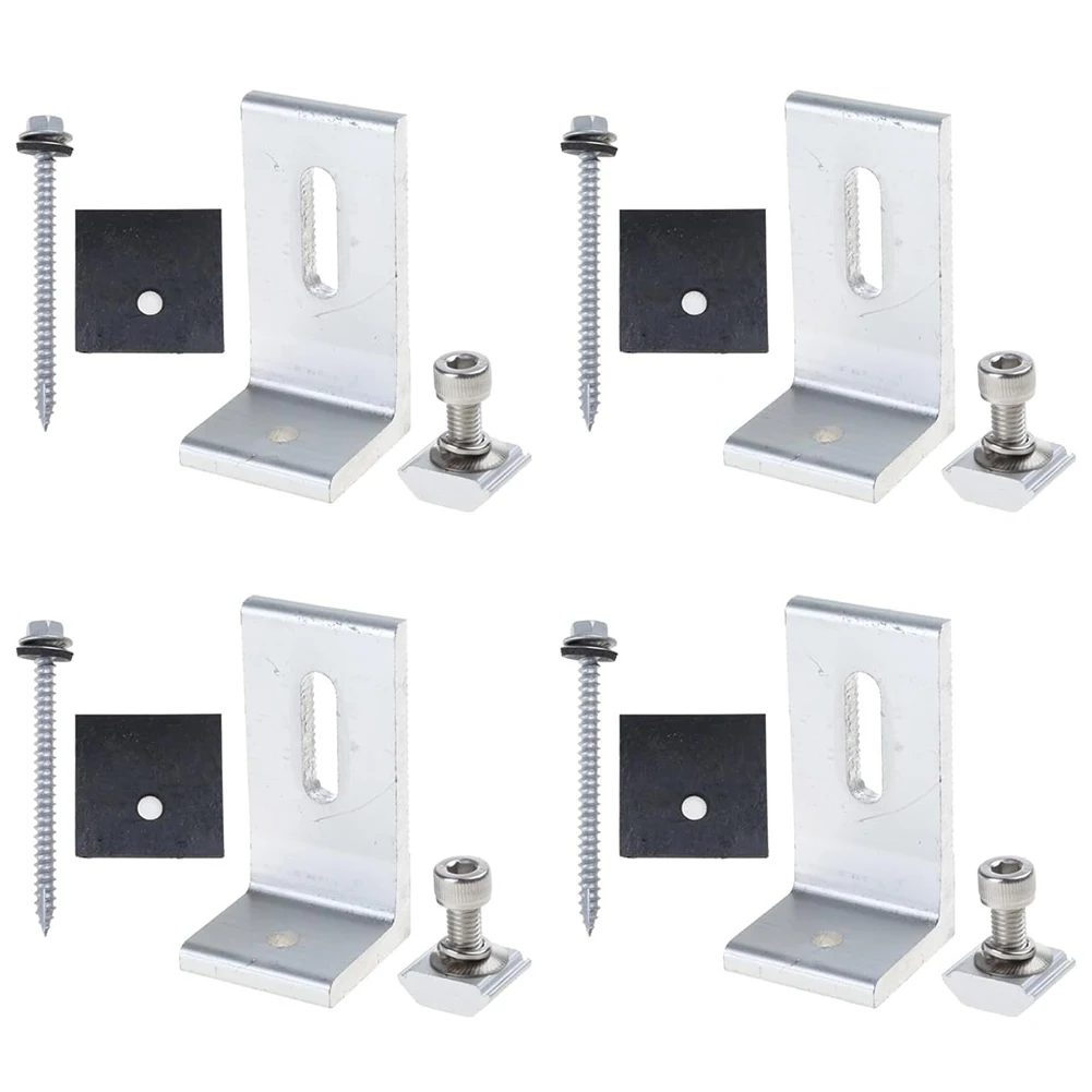 4pcs L-shaped Photovoltaic Brackets Set Aluminum Alloy Solar Panel Mounting Structure Bracket Solar Mount Roof PV Systems