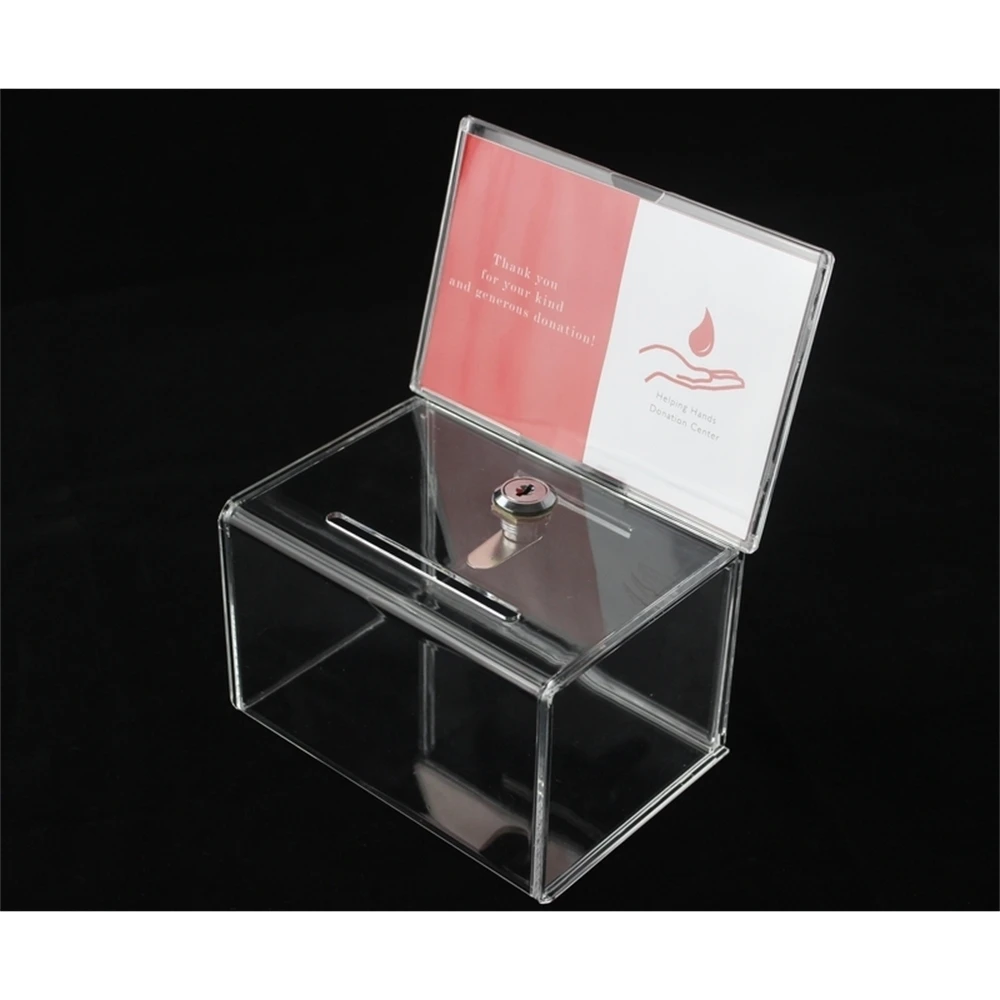 

Counter Acrylic Donation Collection Box Perspex Fundraising Charity Box With Keylock For Church Non-profitable Group Charity