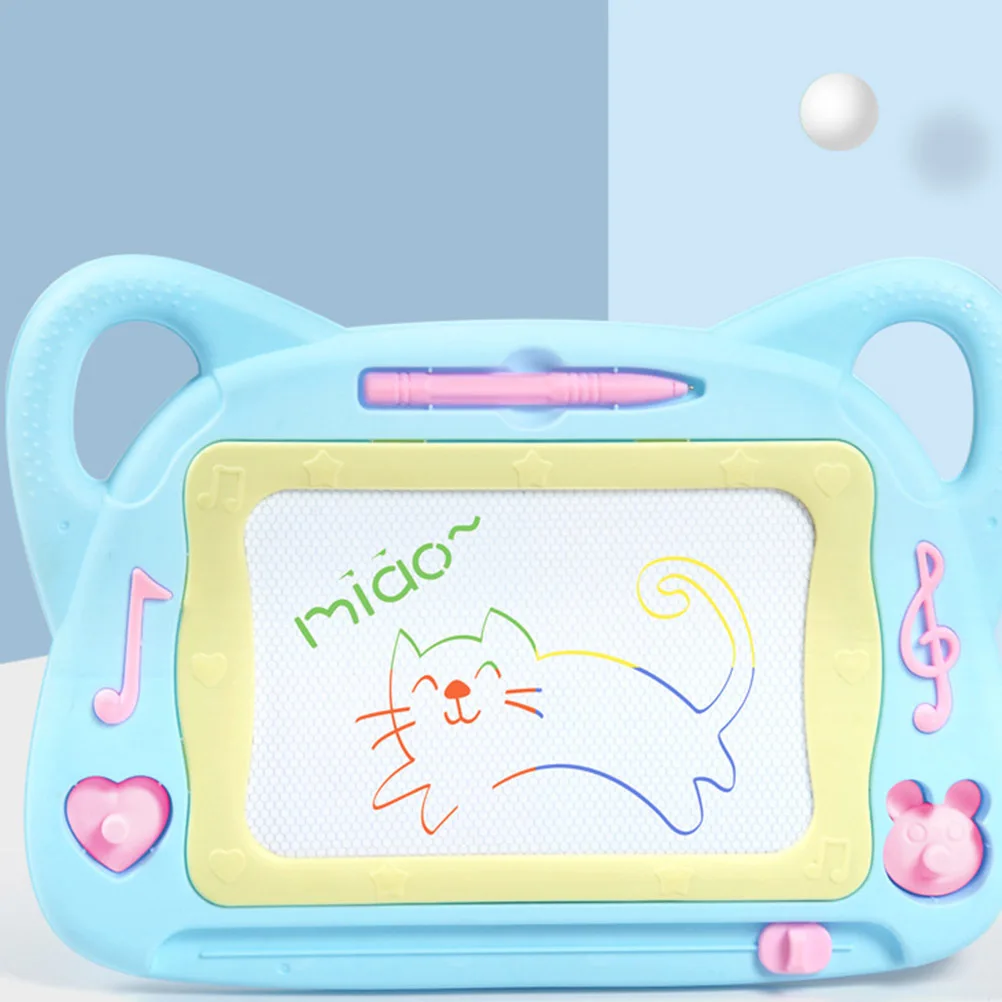 Lavagna magnetica a forma di gatto dei cartoni animati Lavagna blu per doodle Blocco per schizzi Disegno Strumento per l'apprendimento dei graffiti cancellabile per bambini