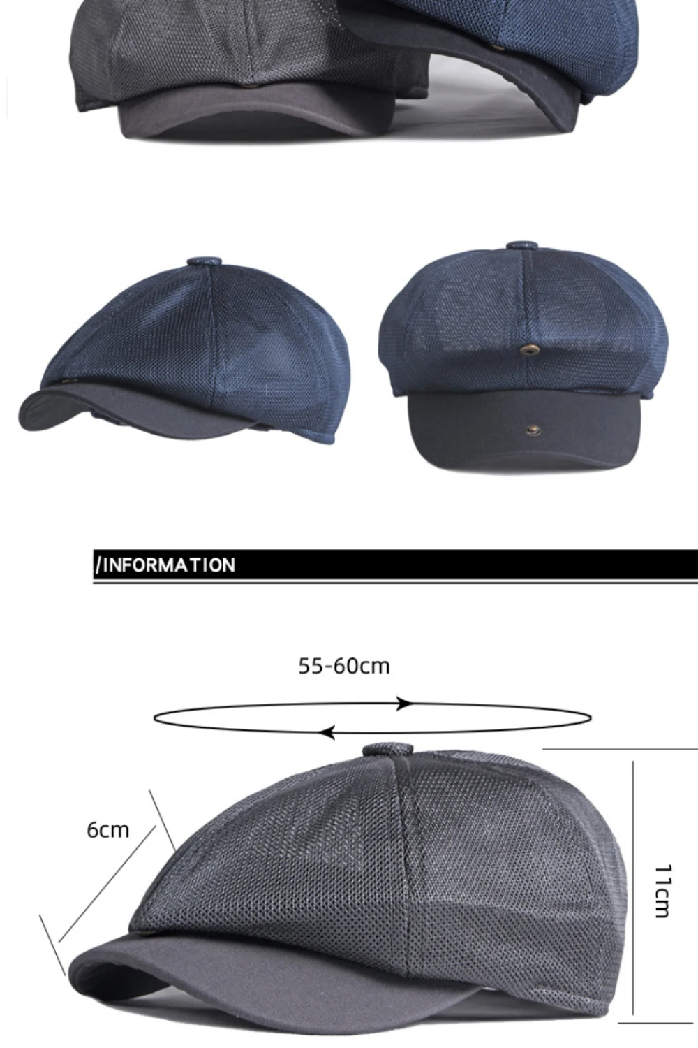 HT4821 Baskenmützen Frühling Sommer Mesh-Kappen für Herren und Damen Künstler-Malermütze Atmungsaktive Ivy Flat Cap Unisex Achteckige Baskenmütze – Detail 2