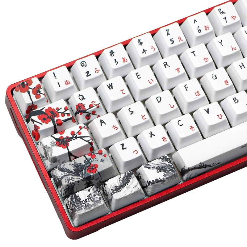 Imagem -04 - Allover Dye Subbed Plum Blossom Keycap 71 Perfil Fit para Gh60 Rk61 Alt61 Anne Pro2 Gk61 Gk64 Dz60 Novidade