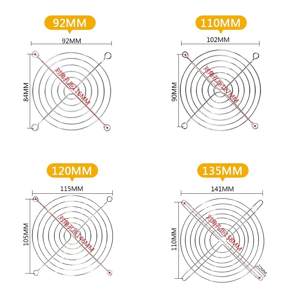 Cooling Fan Guard Metal Grill Computer Cover Fan Grill 30mm 40mm 50mm 60mm 70mm 80mm 90mm 120mm 135mm 140mm 170mm 200mm